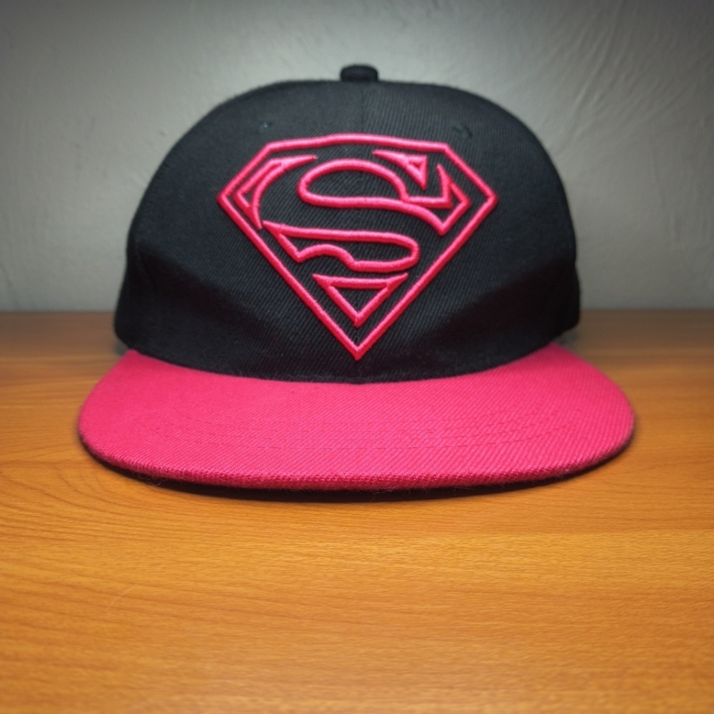 Superman Six Flags Hot Pink Logo Snapback Baseball Hat Cap